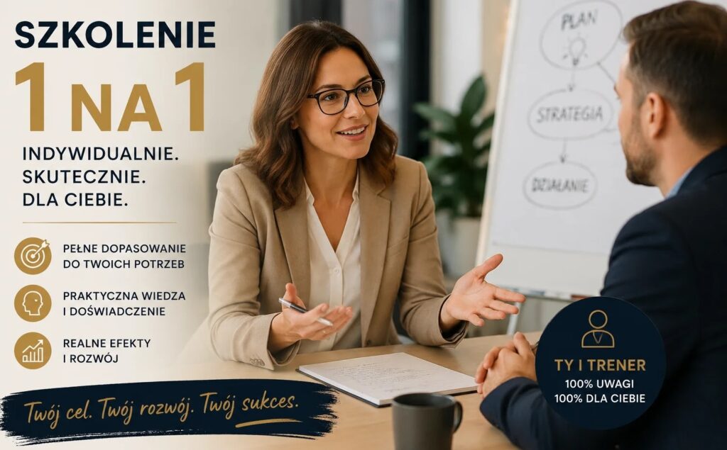 Trener prowadzi indywidualne szkolenie z biznesu i komunikacji dla klienta w Lublinie.